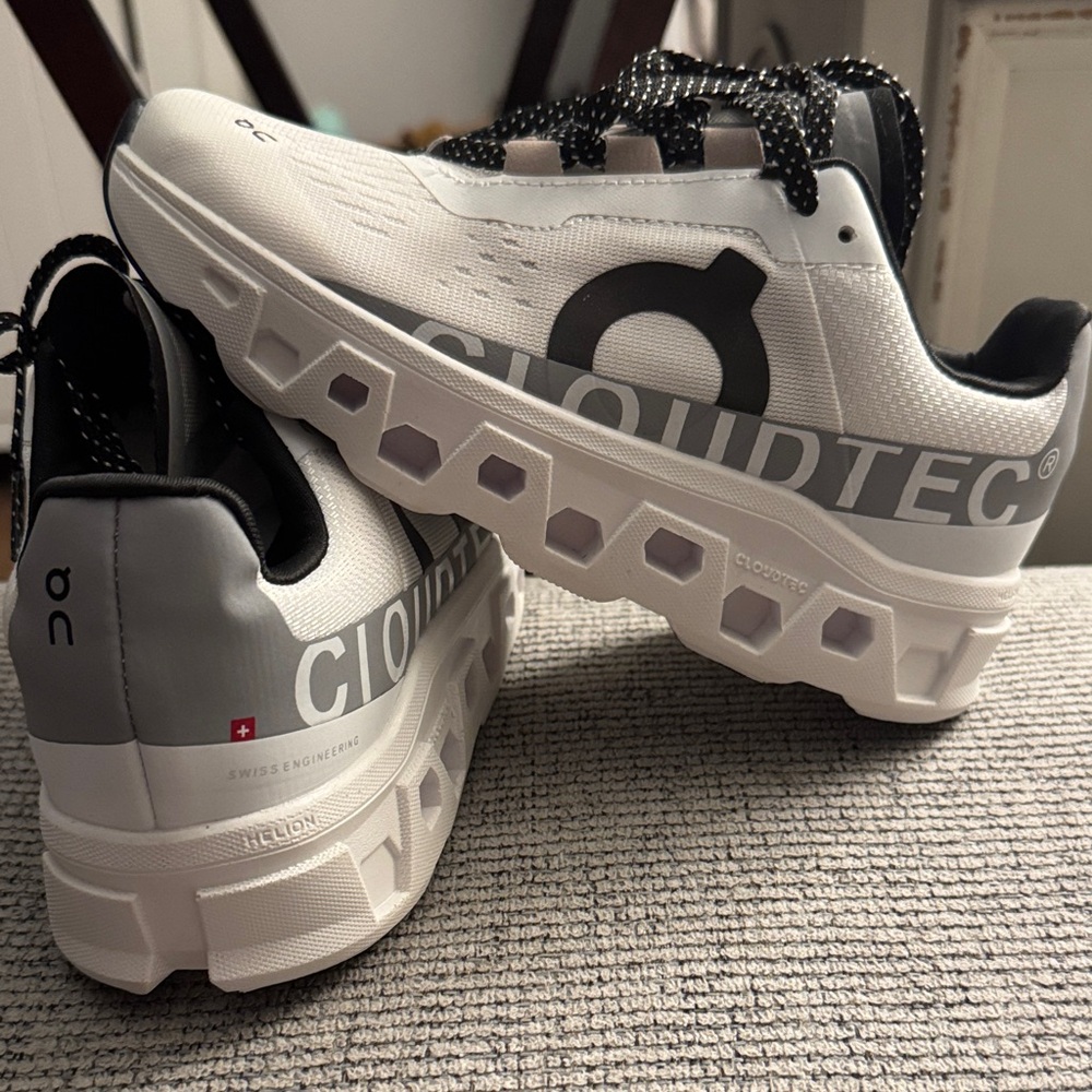 On Cloudtec White and Black Sneakers